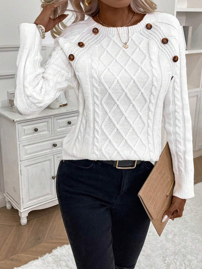 winston  Button-Detail Cable-Knit Jumper