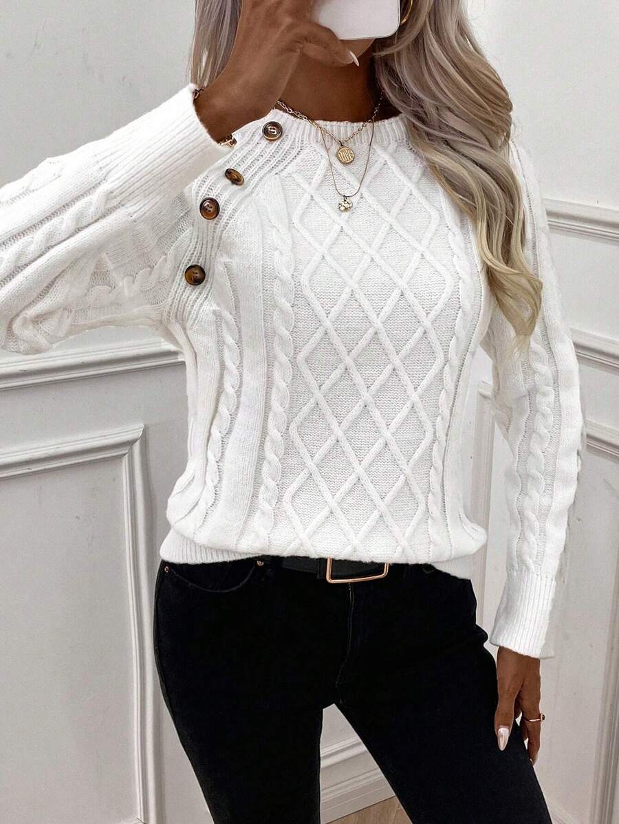 winston  Button-Detail Cable-Knit Jumper