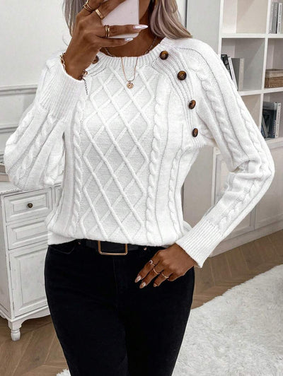 winston  Button-Detail Cable-Knit Jumper