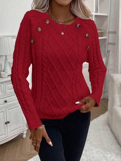 winston  Button-Detail Cable-Knit Jumper