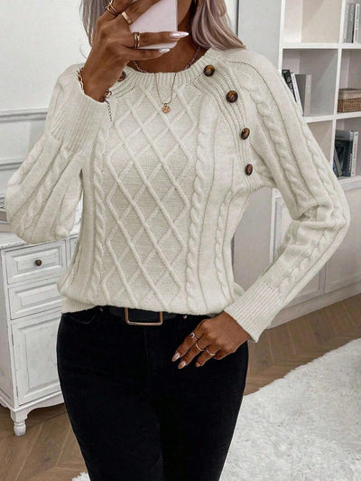 winston  Button-Detail Cable-Knit Jumper
