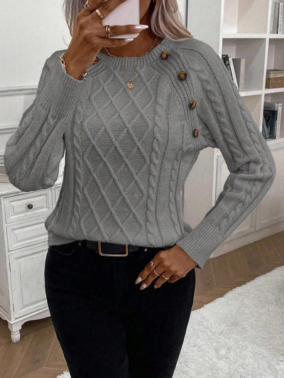 winston  Button-Detail Cable-Knit Jumper