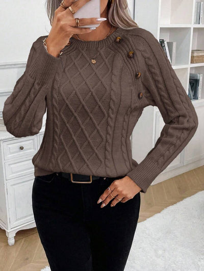 winston  Button-Detail Cable-Knit Jumper