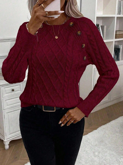 winston  Button-Detail Cable-Knit Jumper