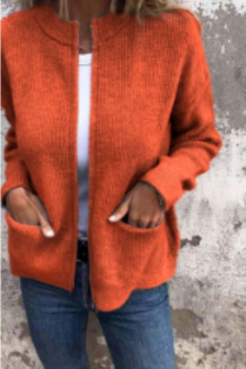 Zaina | Casual Round Neck Zip Cardigan