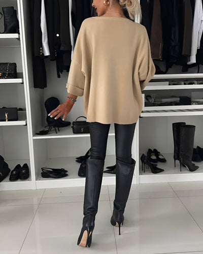 Luciena | Elegant Metal-Button Cuff Sweater