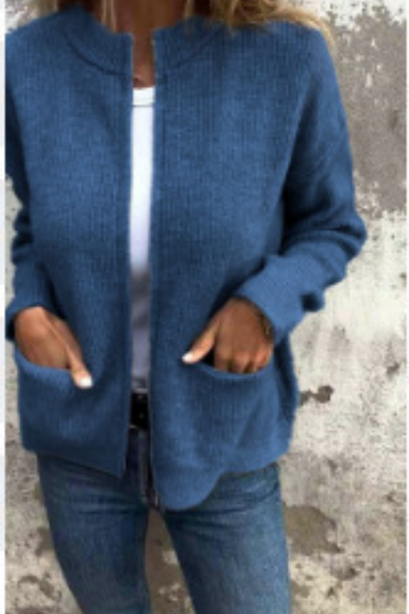 Zaina | Casual Round Neck Zip Cardigan