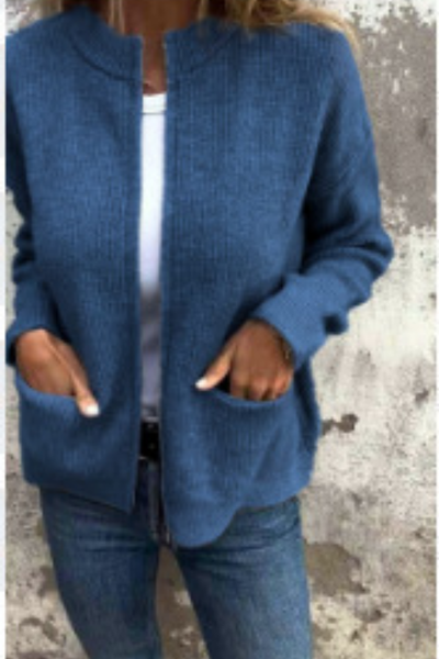 Zaina | Casual Round Neck Zip Cardigan