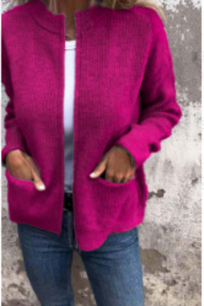 Zaina | Casual Round Neck Zip Cardigan