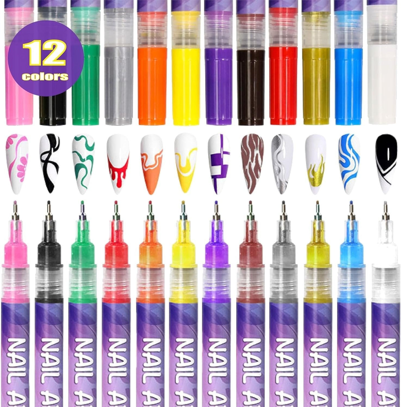 🎁Hot Sale 50% OFF⏳🎨12 Colours Nail Art Pens Set