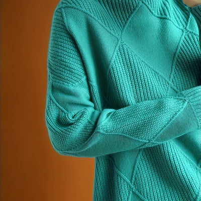 Amalia | Diamond Knit Turtleneck Sweater