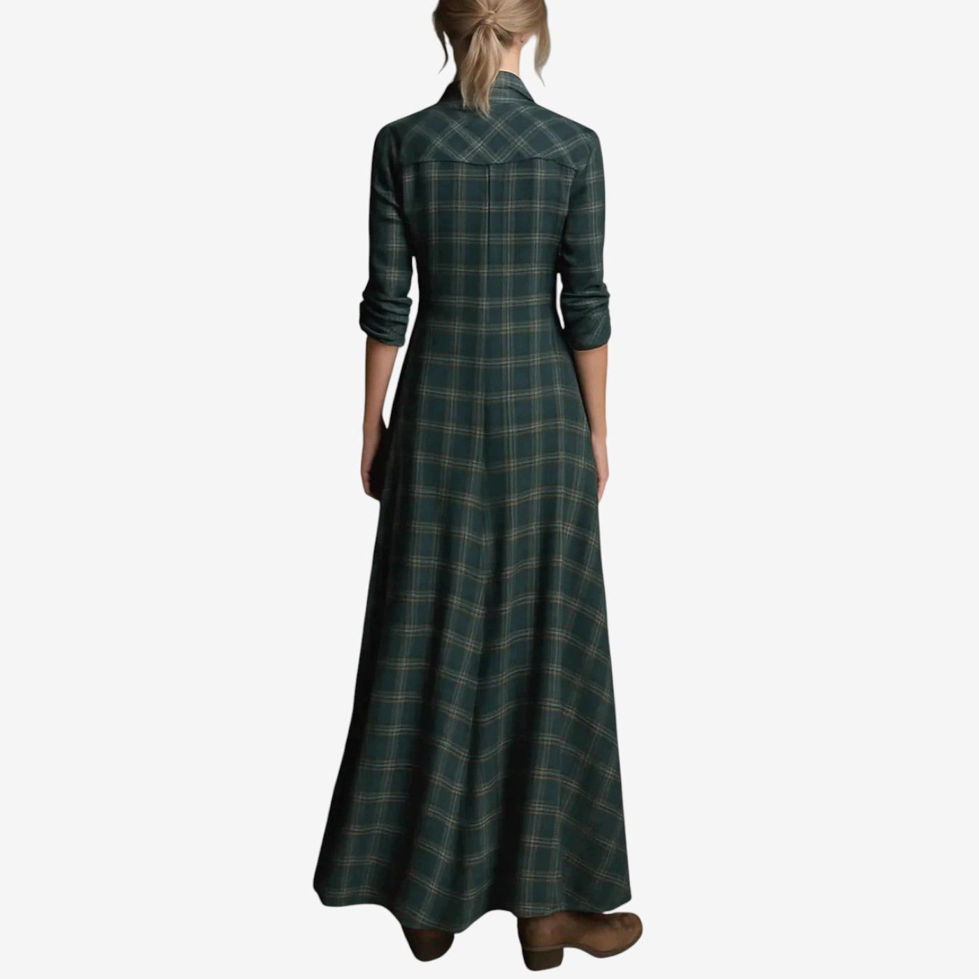 winstone | Plaid Maxi Shirt Dress in Boho Style