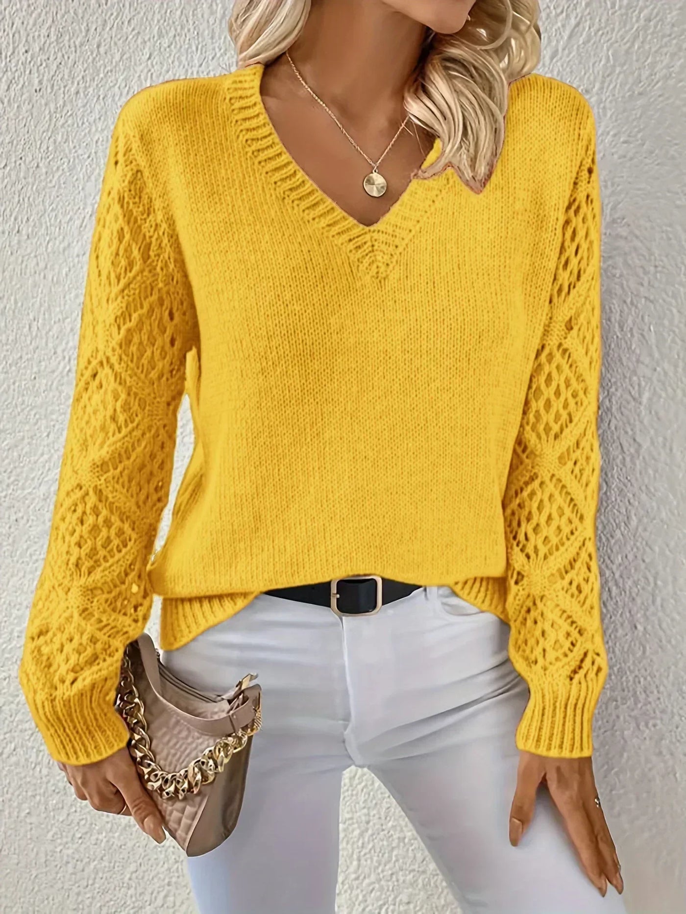 Judie | Timeless V-neck Long Sleeve Blouse