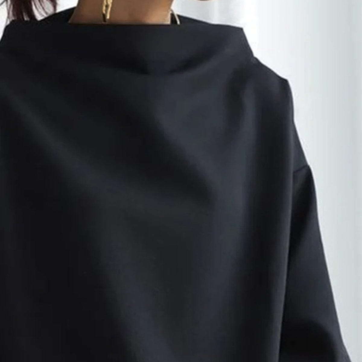 Elyn | Sleek Oversized Funnel Neck Blouse