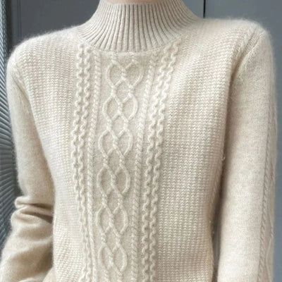 Women’s Elegant Cable-Knit Wool Turtleneck